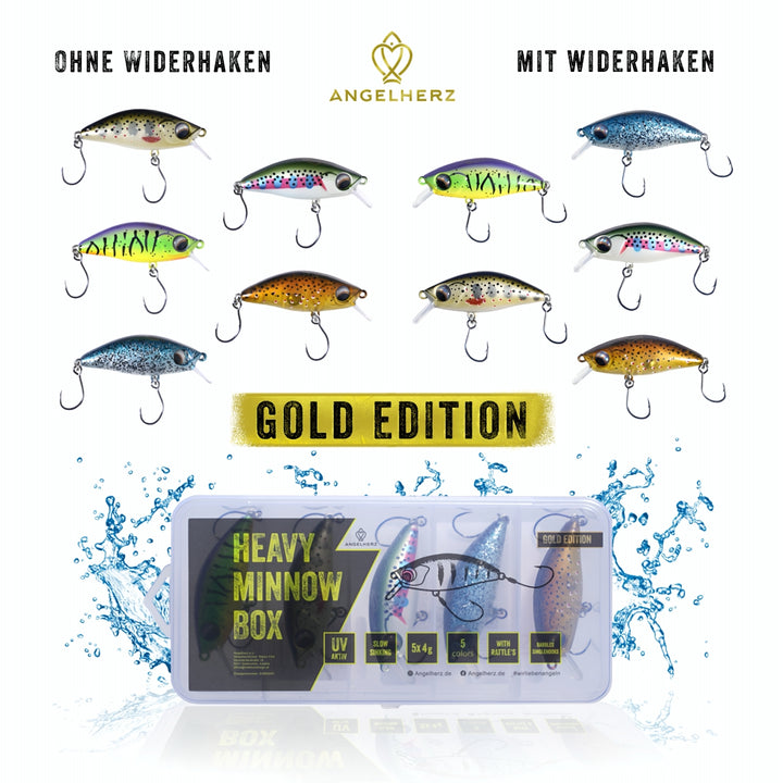 Angelherz® Heavy Minnow Box – UV-aktive Forellenköder mit Rassel