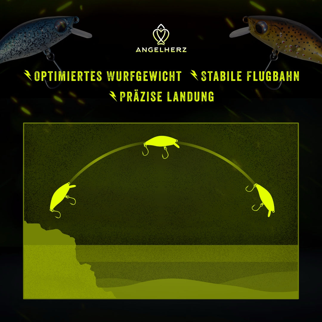 Angelherz® Heavy Minnow Box – UV-aktive Forellenköder mit Rassel