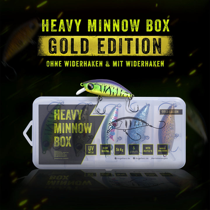 Angelherz® Heavy Minnow Box – UV-aktive Forellenköder mit Rassel