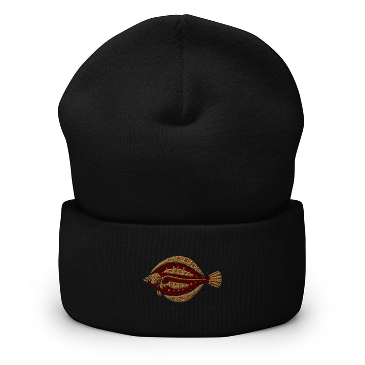 Umgeschlagene Beanie Scholle Stickerei