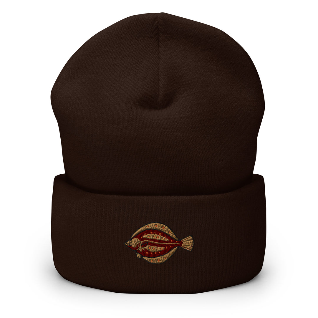 Umgeschlagene Beanie Scholle Stickerei