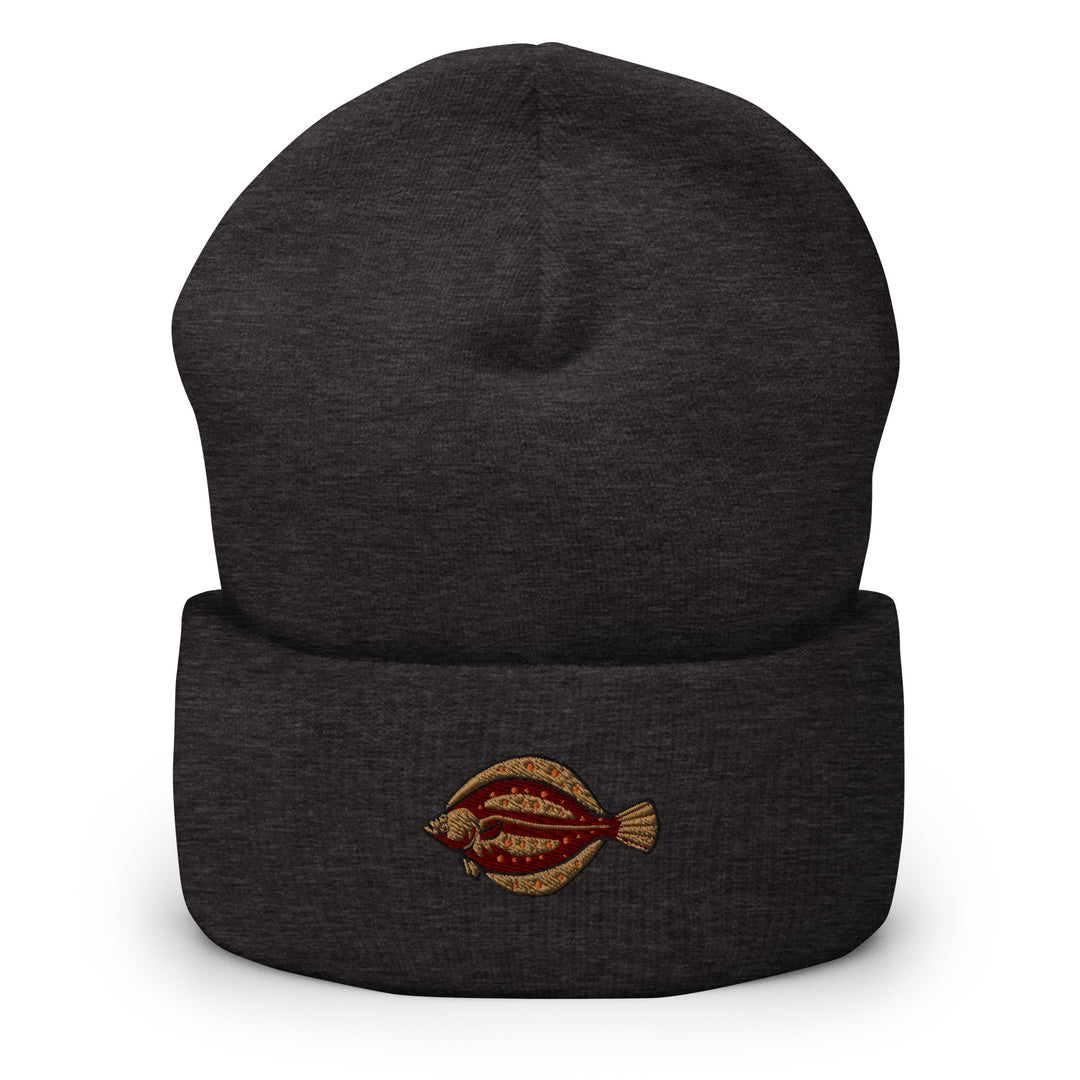 Umgeschlagene Beanie Scholle Stickerei