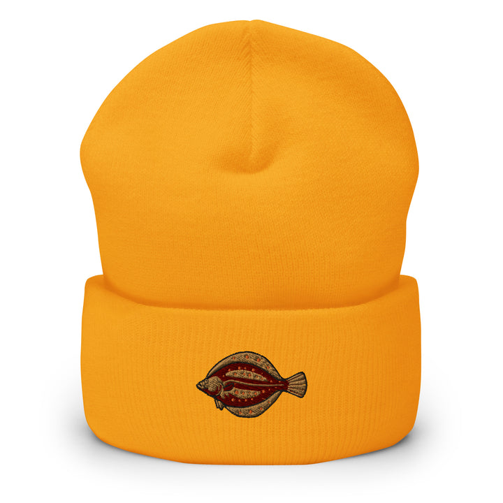 Umgeschlagene Beanie Scholle Stickerei