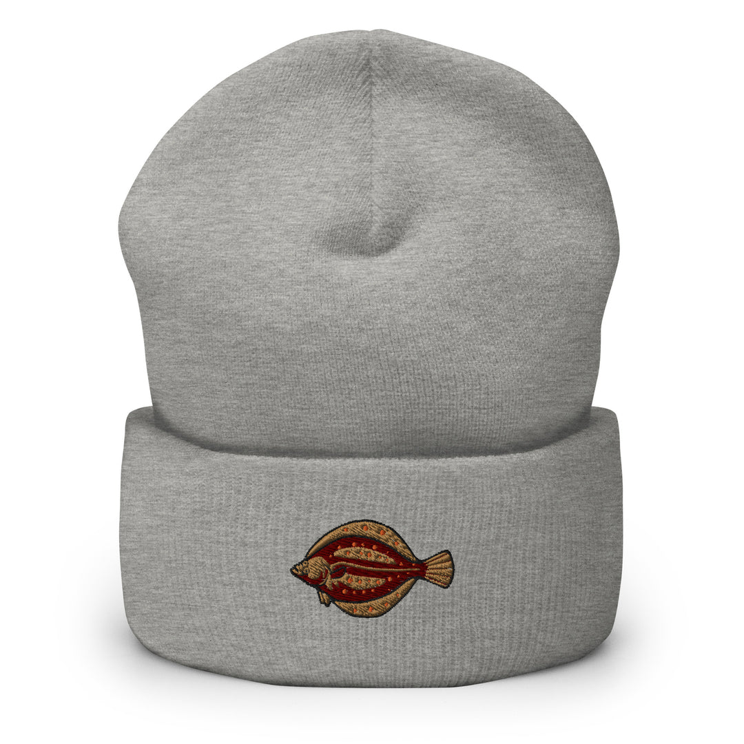 Umgeschlagene Beanie Scholle Stickerei