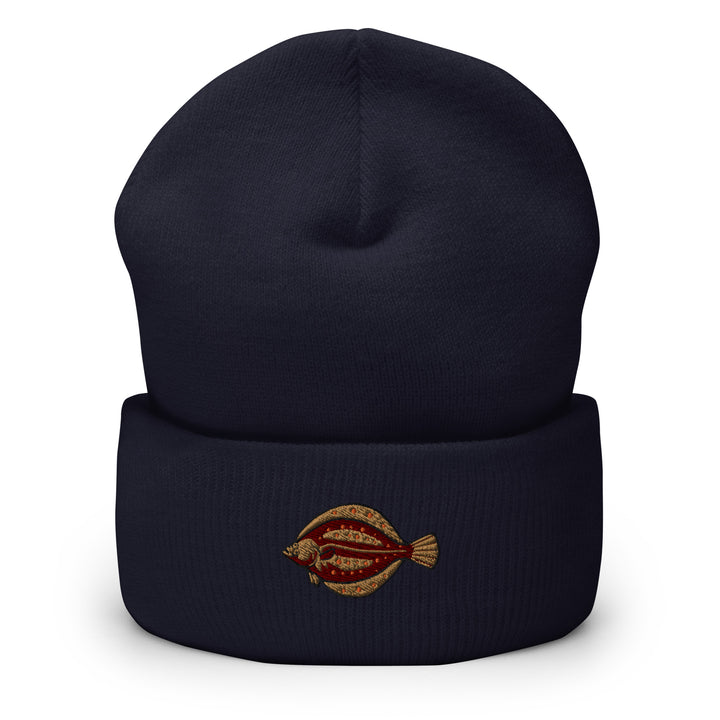 Umgeschlagene Beanie Scholle Stickerei
