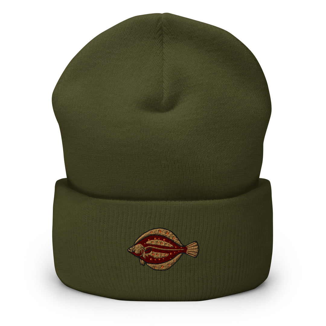 Umgeschlagene Beanie Scholle Stickerei