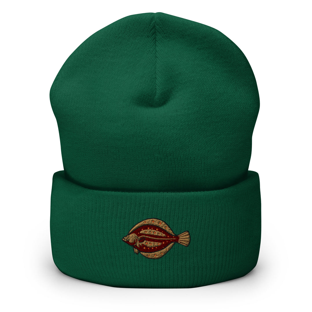 Umgeschlagene Beanie Scholle Stickerei