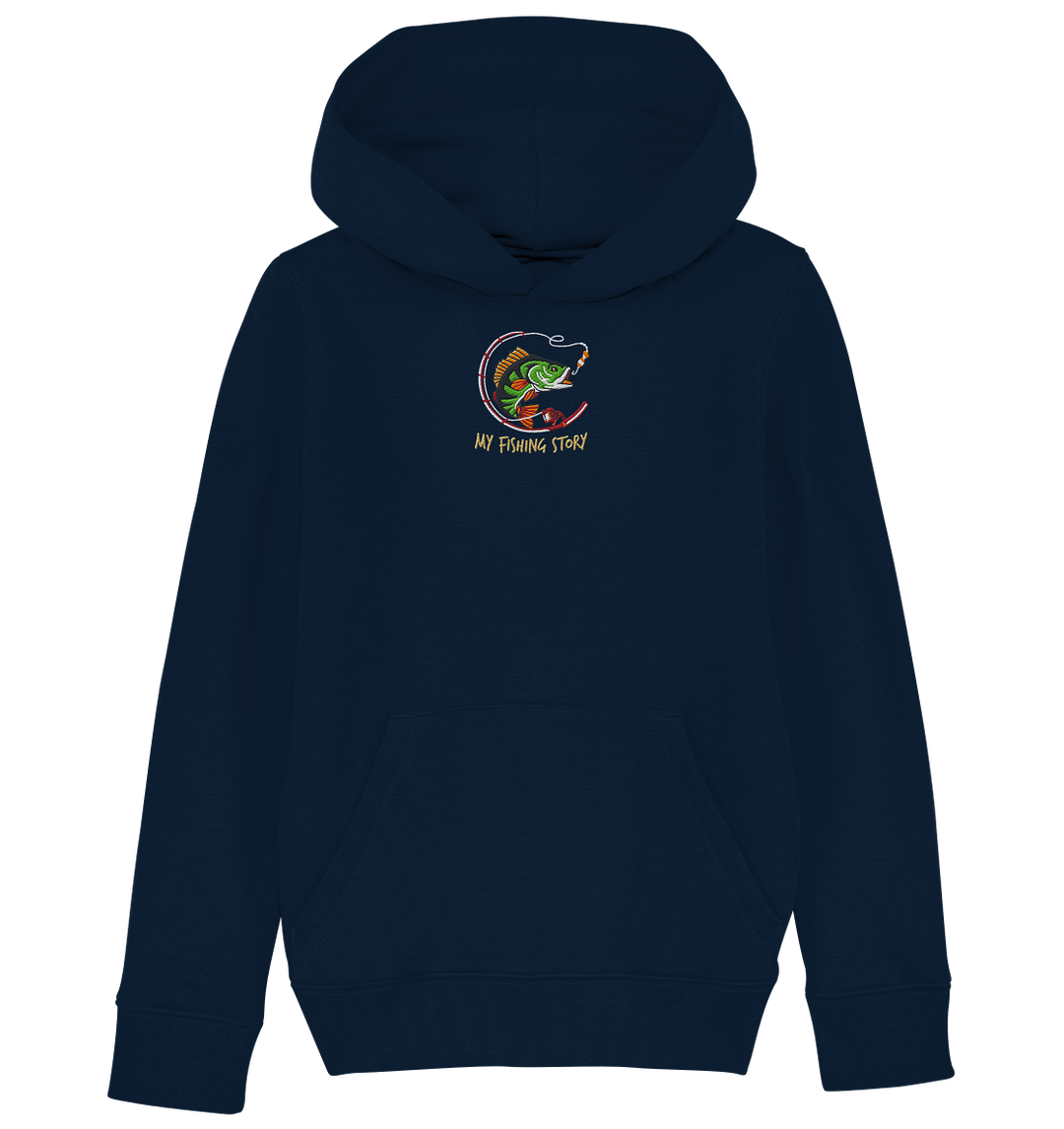 my fishing story - Kids Organic Hoodie (Stick)