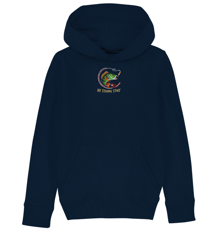 my fishing story - Kids Organic Hoodie (Stick)