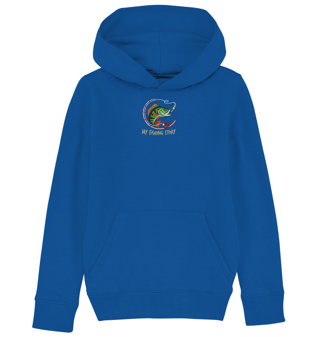 my fishing story - Kids Organic Hoodie (Stick)