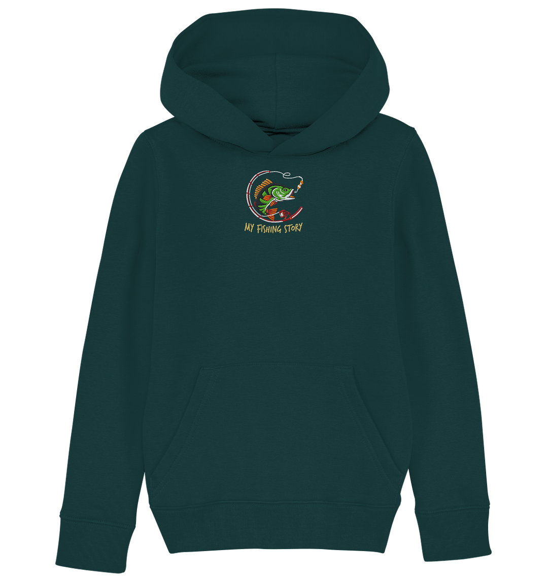 my fishing story - Kids Organic Hoodie (Stick)