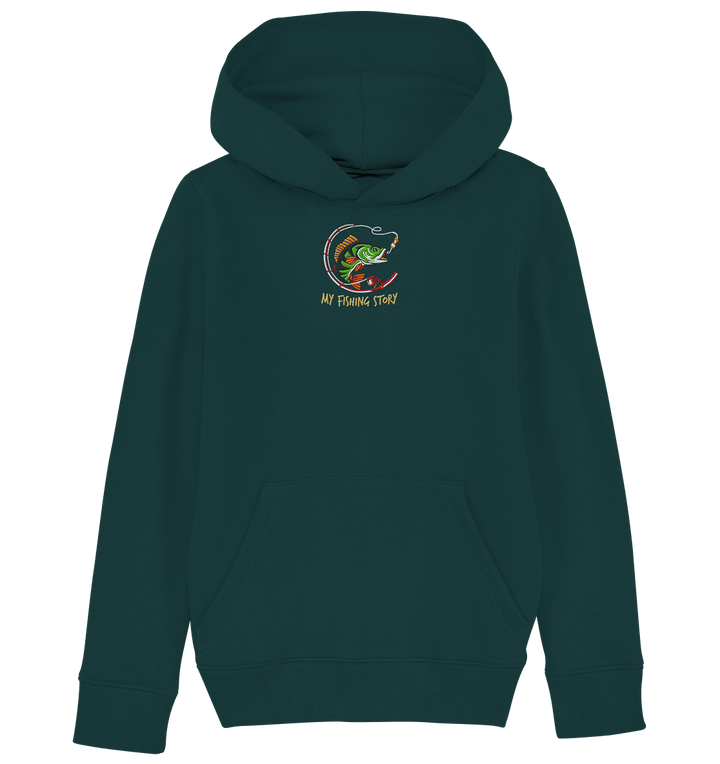my fishing story - Kids Organic Hoodie (Stick)