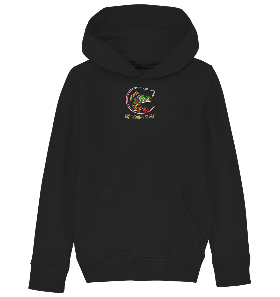my fishing story - Kids Organic Hoodie (Stick)