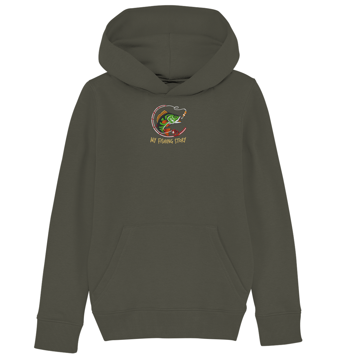 my fishing story - Kids Organic Hoodie (Stick)