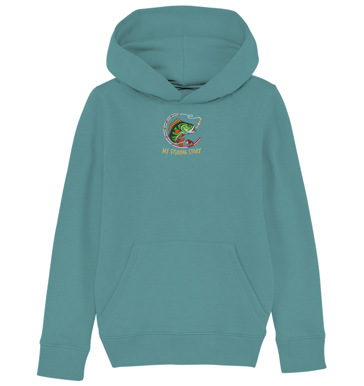 my fishing story - Kids Organic Hoodie (Stick)