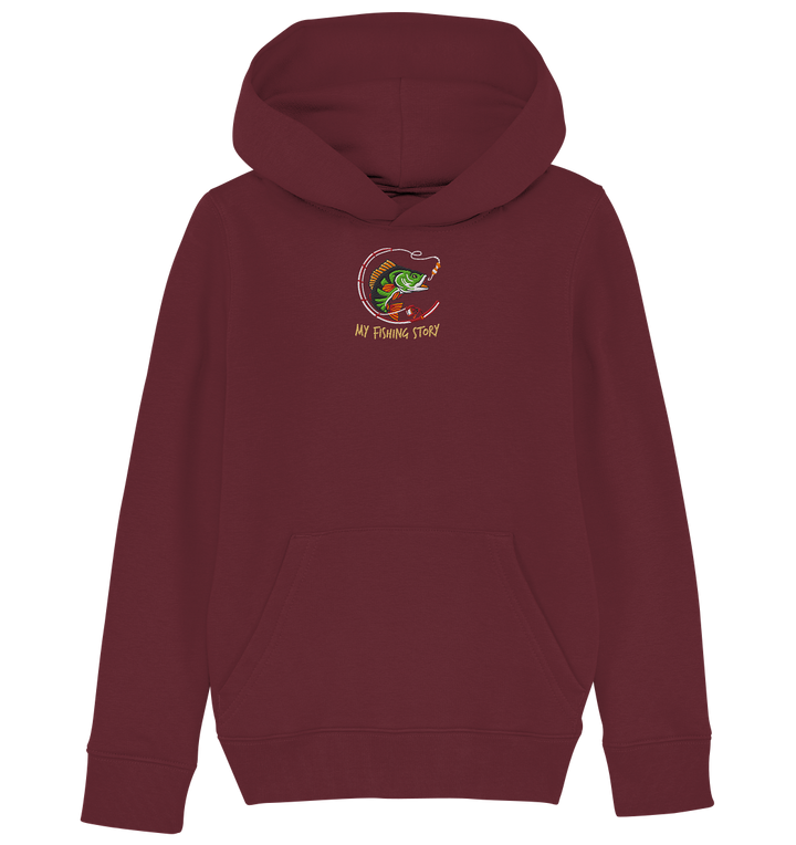my fishing story - Kids Organic Hoodie (Stick)
