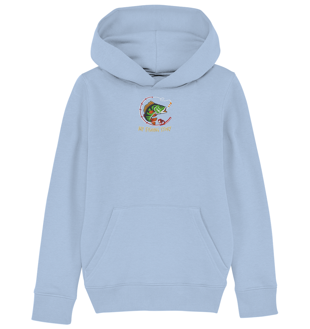 my fishing story - Kids Organic Hoodie (Stick)
