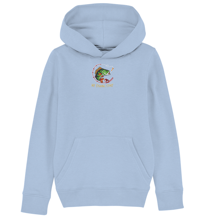my fishing story - Kids Organic Hoodie (Stick)