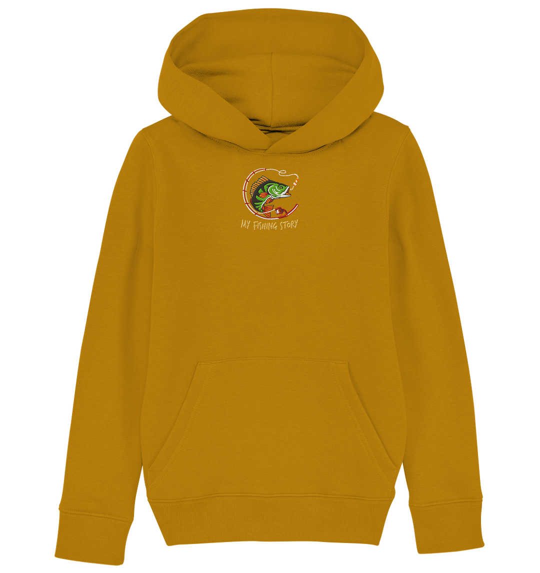 my fishing story - Kids Organic Hoodie (Stick)