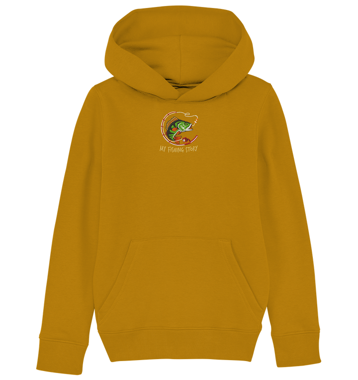 my fishing story - Kids Organic Hoodie (Stick)