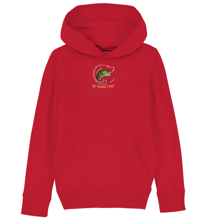 my fishing story - Kids Organic Hoodie (Stick)