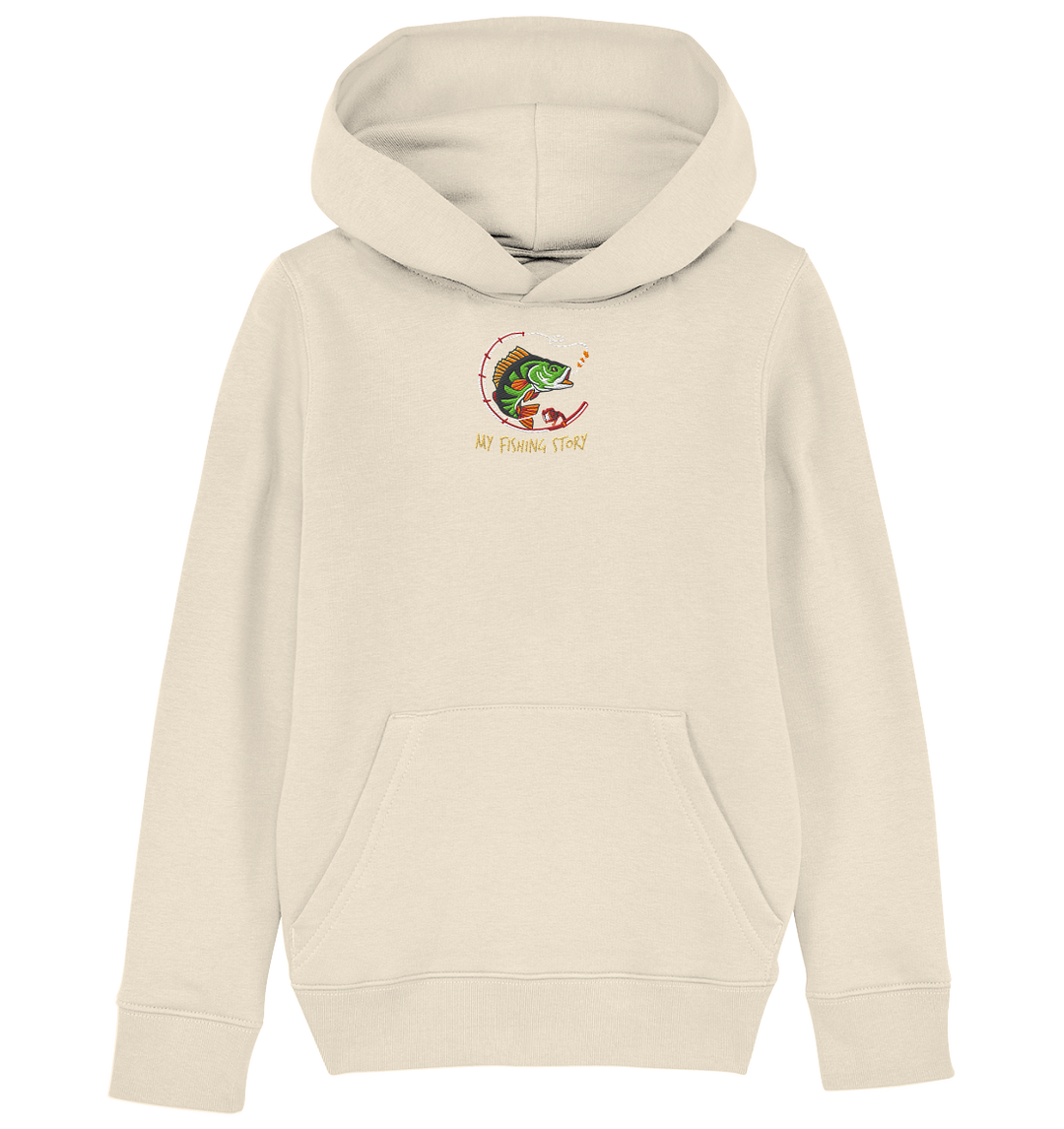 my fishing story - Kids Organic Hoodie (Stick)