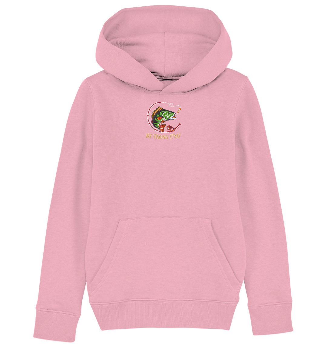 my fishing story - Kids Organic Hoodie (Stick)