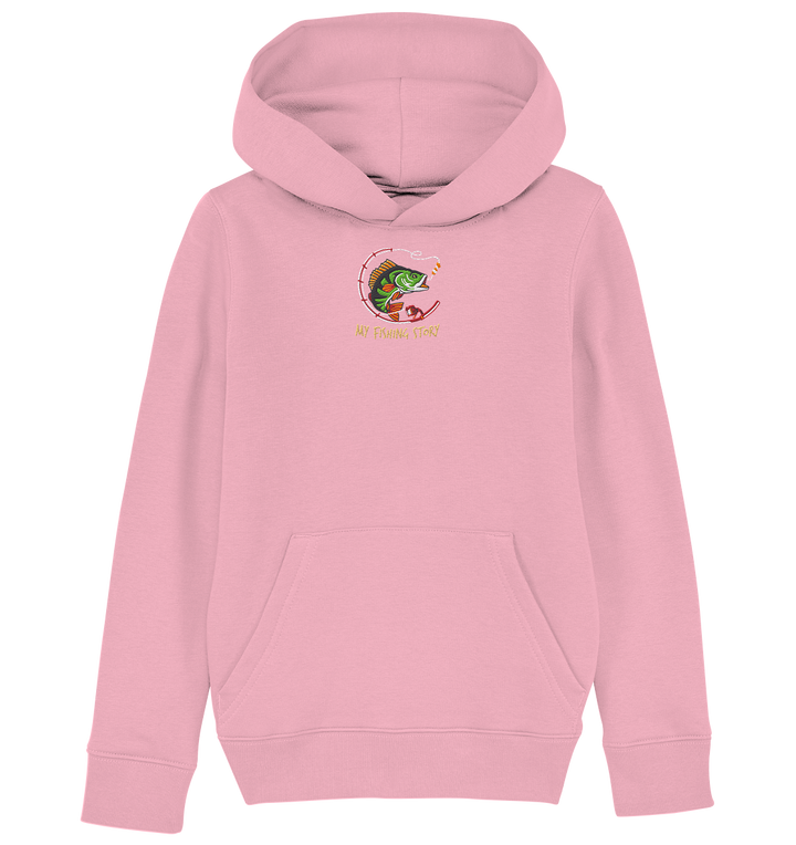 my fishing story - Kids Organic Hoodie (Stick)