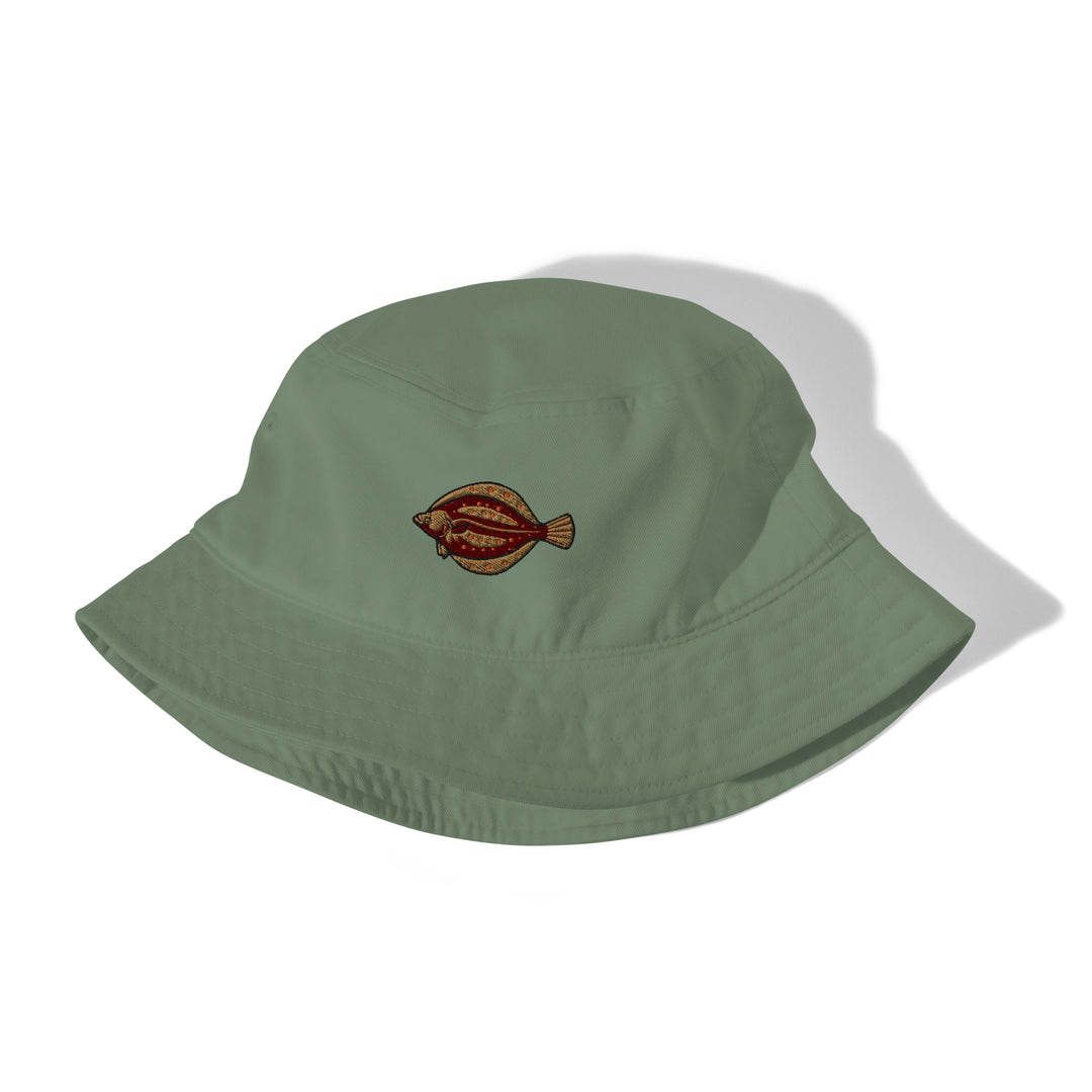 Fischerhut aus Bio-Baumwoll-Twill Scholle Stickerei
