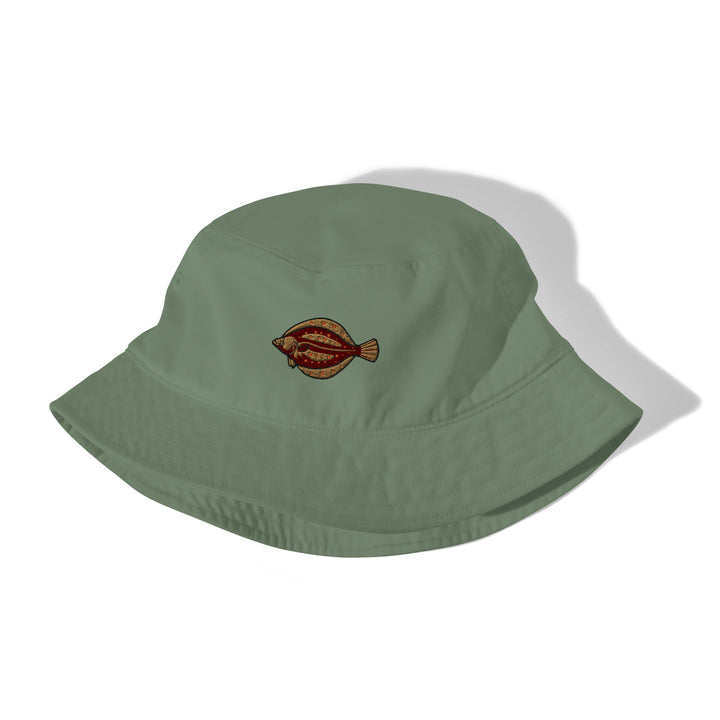 Fischerhut aus Bio-Baumwoll-Twill Scholle Stickerei