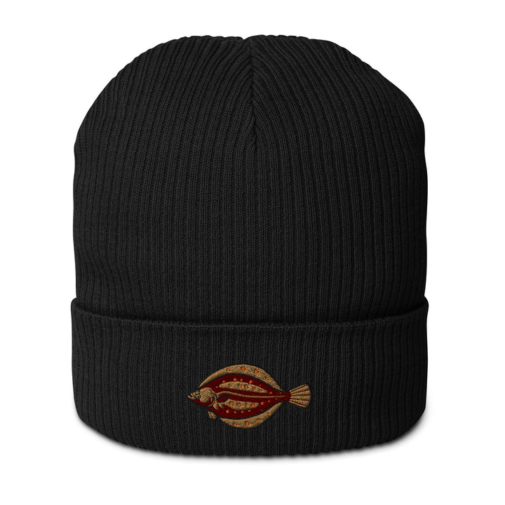 Gerippte Bio-Beanie Scholle Stickerei