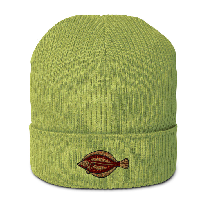 Gerippte Bio-Beanie Scholle Stickerei