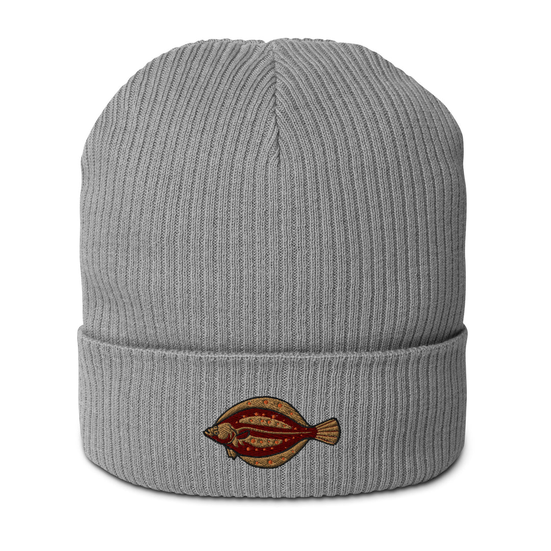 Gerippte Bio-Beanie Scholle Stickerei