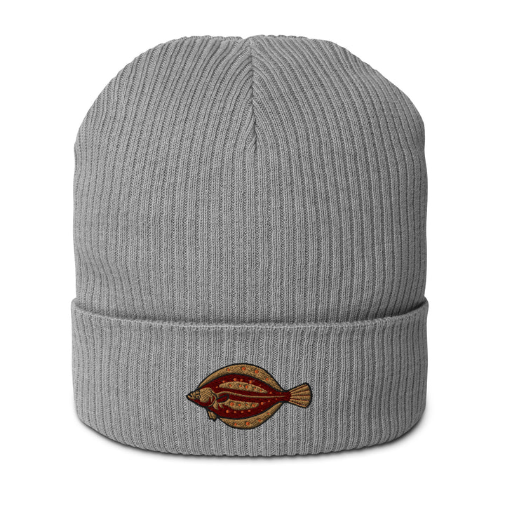 Gerippte Bio-Beanie Scholle Stickerei
