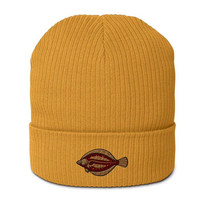 Gerippte Bio-Beanie Scholle Stickerei